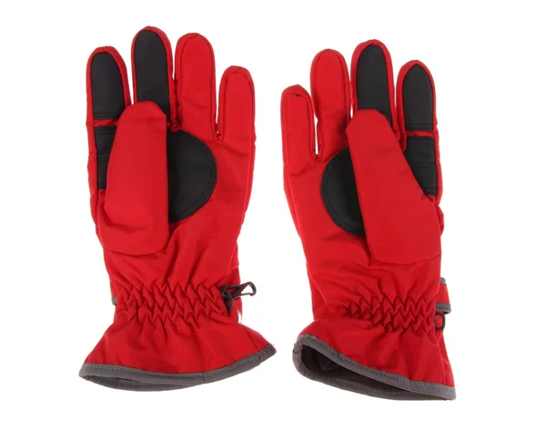 Caldo paio di guanti da sci rossi invernali — Foto Stock