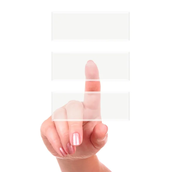 Γυναικείο χέρι επιλέγοντας ένα από τα κουμπιά — Φωτογραφία Αρχείου