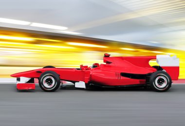 Formula one race car on speed track clipart