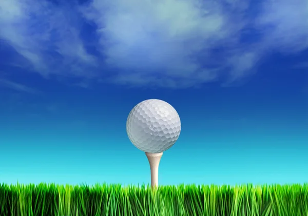 Тее і м'яч для гольфу — стокове фото