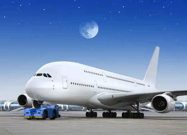 Avião no brilho da lua — Fotografia de Stock