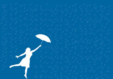 Girl in the rain clipart