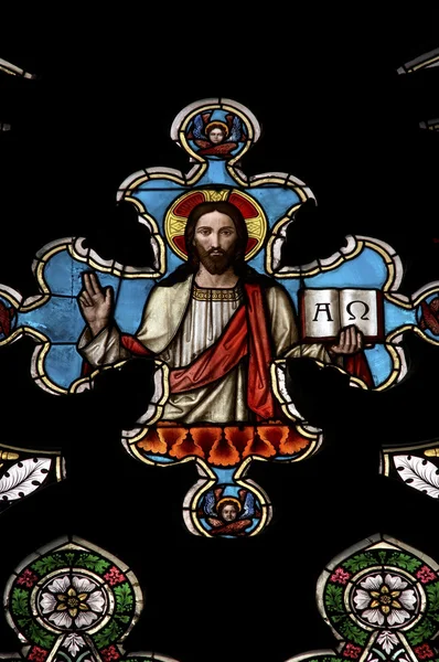 Ο Ιησούς Χριστός - λεκιασμένο παράθυρο — Φωτογραφία Αρχείου
