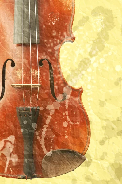 Grunge music background with old fiddle — Stock Photo, Image
