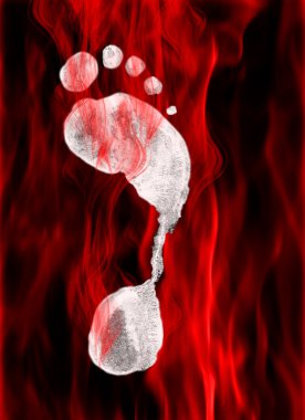 Fiery foot print clipart