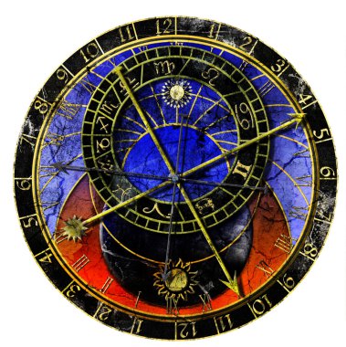 Astronomical clock in grunge style clipart