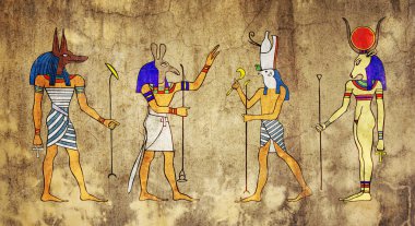 Картина, постер, плакат, фотообои "боги и богини египта фрески", артикул 3127800