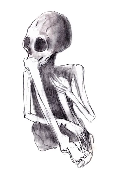 Приседающий скелет - скелет человека — стоковое фото