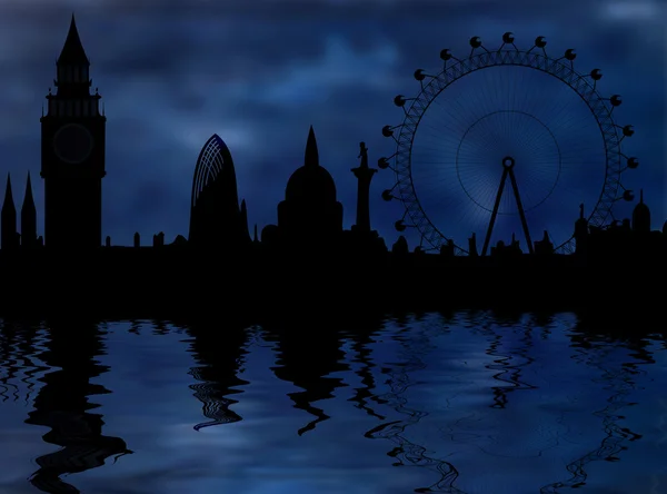 Horizonte de Londres à noite - atmosfera sombria — Fotografia de Stock