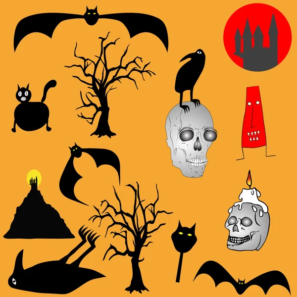 Halloween-Hintergrund - verschiedene grafische Elemente — Stockvektor