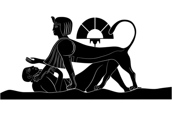 狮身人面像-古埃及的神话生物-矢量 — 图库矢量图片