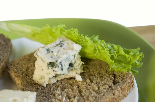 stock image Bread with blue cheese