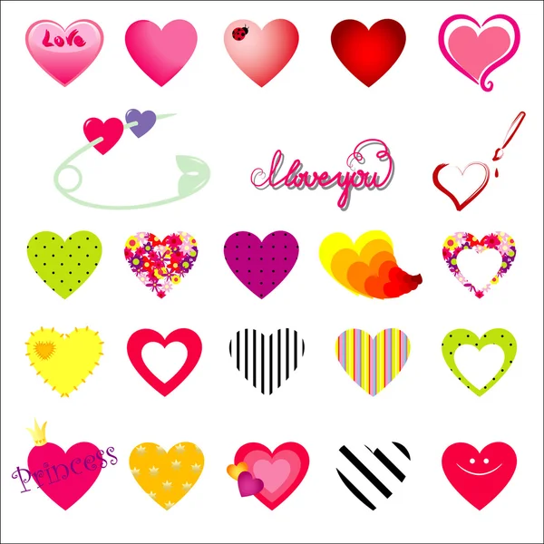 Kalbini ve aşk sembolleri vektör — Stok Vektör