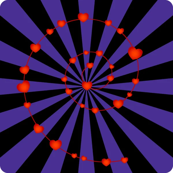 Coeurs sur une spirale — Image vectorielle