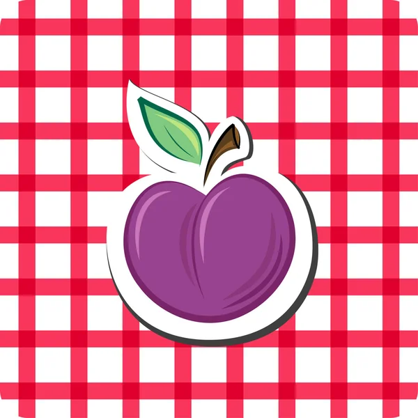 Vector plum on checkered background — Stock Vector