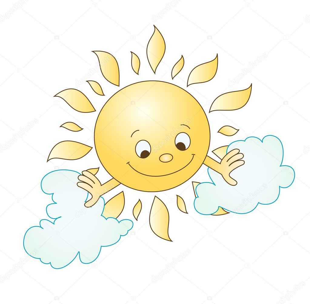 Vector illustration of sun and clouds