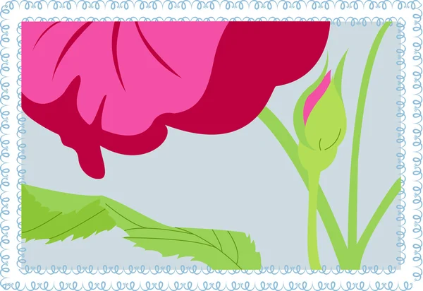 蓝色背景上的矢量粉红花 — 图库矢量图片