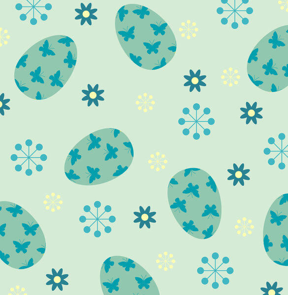 Seamless floral wallpaper with eggs