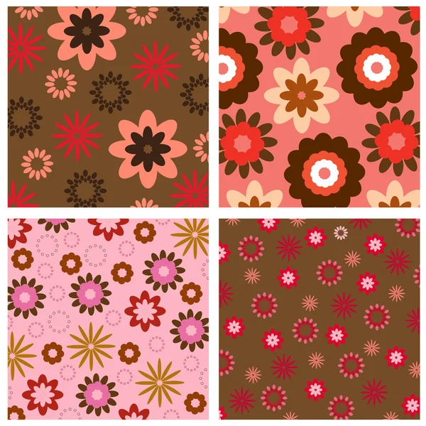 Vier floralen Hintergrund Muster — Stockvektor