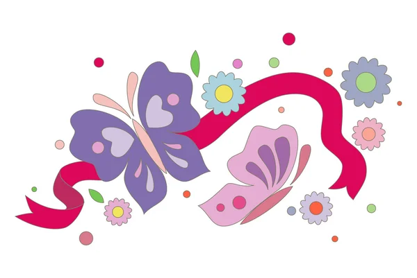 Εικονογράφηση φορέας με πεταλούδες — Διανυσματικό Αρχείο