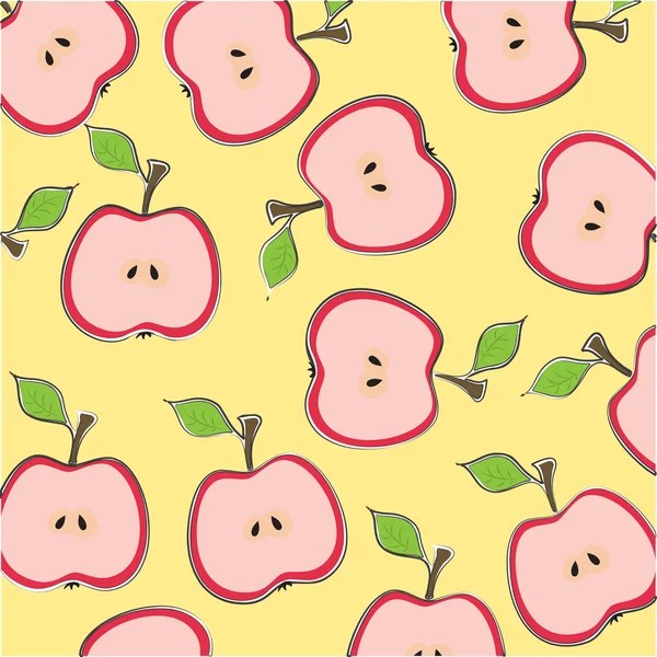 Άνευ ραφής ταπετσαρία με μήλα — Διανυσματικό Αρχείο
