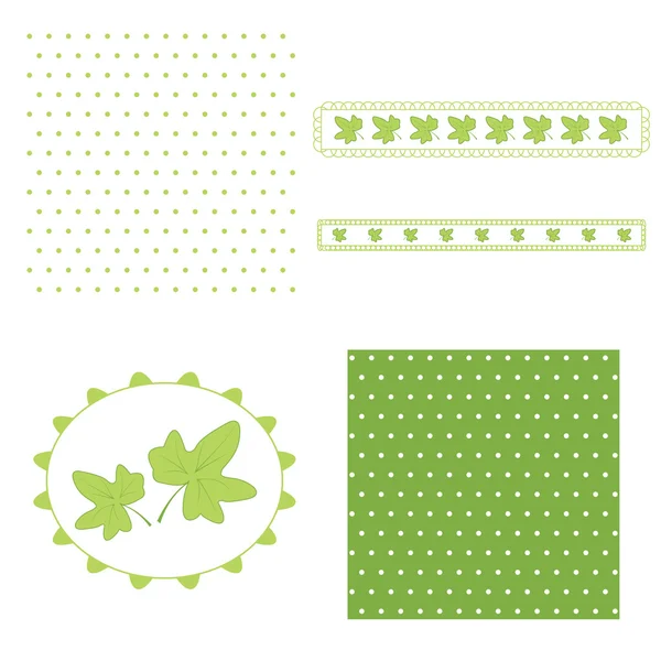 Green leaves for scrap-booking. — Stock Vector