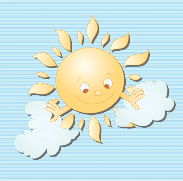 Illustration vectorielle du soleil et des nuages — Image vectorielle