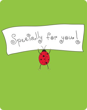 Vector cute card with ladybug clipart