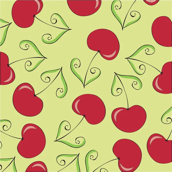 Seamless wallpaper with cherries — Stock Vector