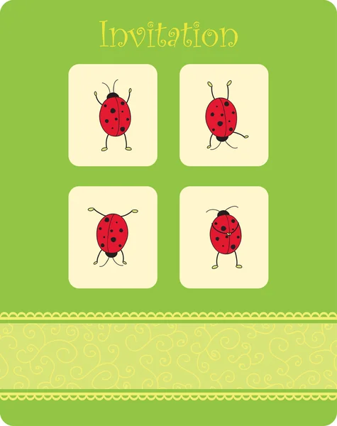 Vektör kart ile dört ladybugs — Stok Vektör