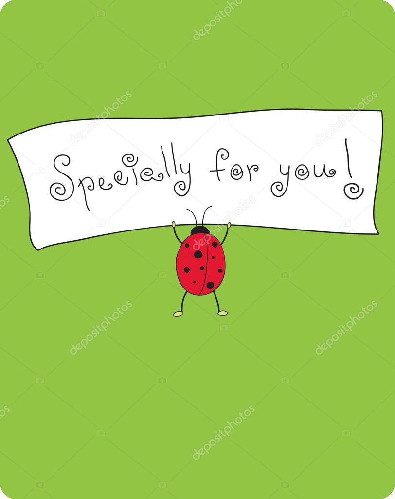 Vector cute card with ladybug