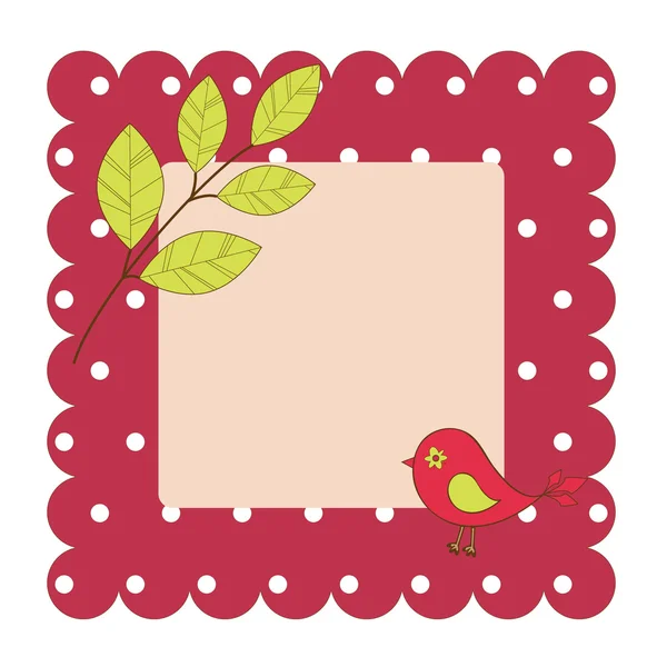 矢量卡与鸟和叶子 — 图库矢量图片