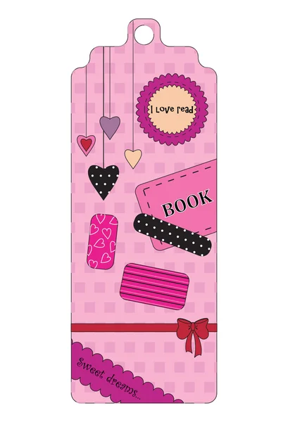Cute pink bookmark — Stock Vector