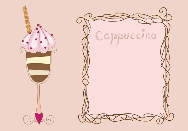 Vektorkarte mit Cappuccino — Stockvektor