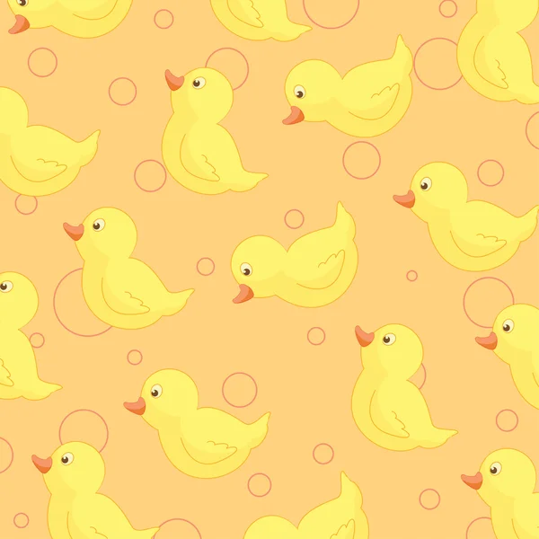 Seamless wallpaper with cute ducks — Stock Vector