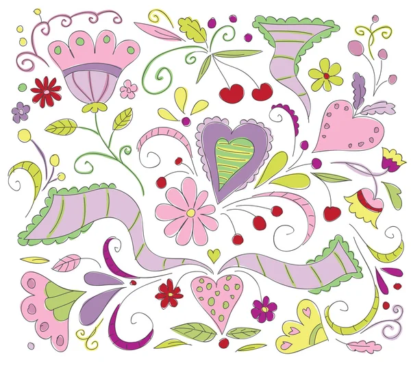 Vector floral doodles — Stock Vector