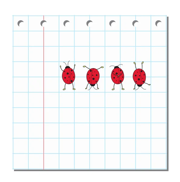 Kağıt boş barış dört şirin ladybugs — Stok Vektör