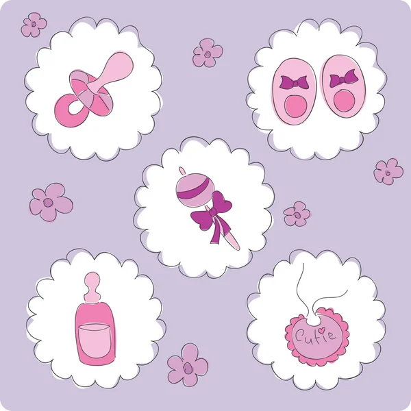 Baby elements for girl — Stock Vector