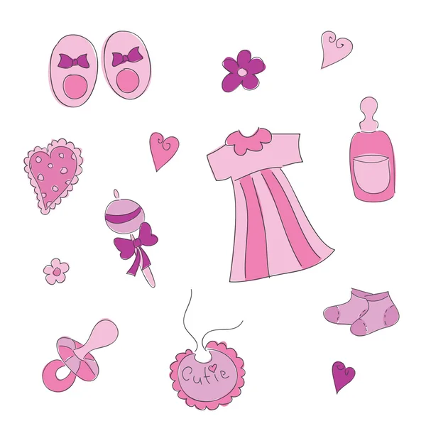 Baby elements for girl — Stock Vector