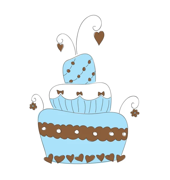 Ilustração vetor desenhado à mão de bolo bonito — Vetor de Stock