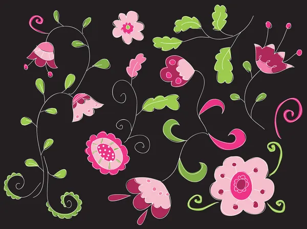 Ilustración floral vector dibujado a mano — Archivo Imágenes Vectoriales