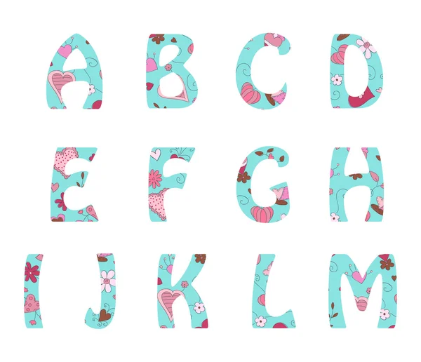 Vektor alfabet med hand ritad bild — Stock vektor