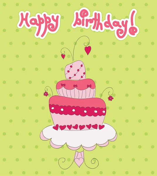Pastel de cumpleaños rosa — Archivo Imágenes Vectoriales
