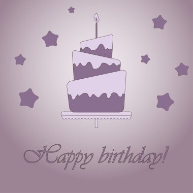 Purple birthday card clipart