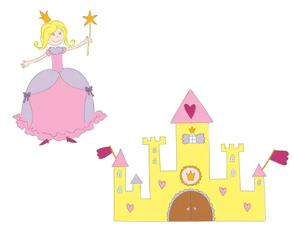 Prinzessin und Schloss — Stockvektor