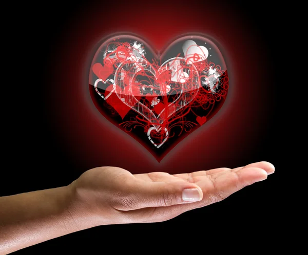 Heart shape on the hand — Stock Photo, Image