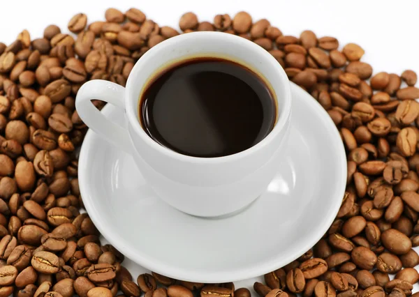 Kopp kaffe och bönor — Stockfoto