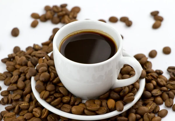 Xícara de café e feijão — Fotografia de Stock