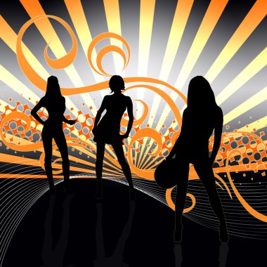 Girls silhouettes clipart