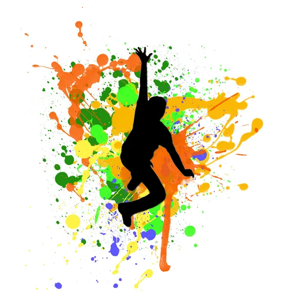 Silhouette of man jumping in air — Stock Photo, Image